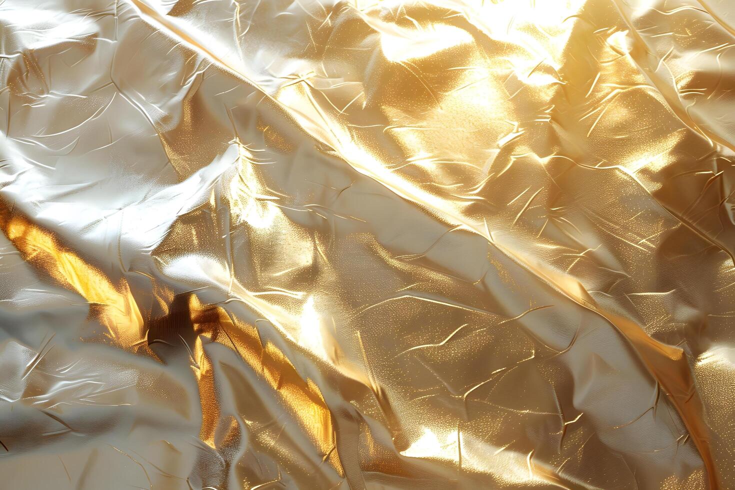 A close up of a gold foil sheet with a gold ribbon photo