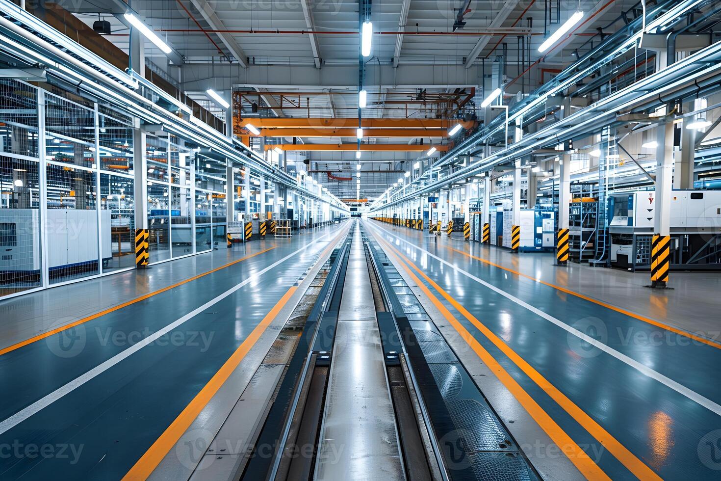 A factory and train on tracks photo