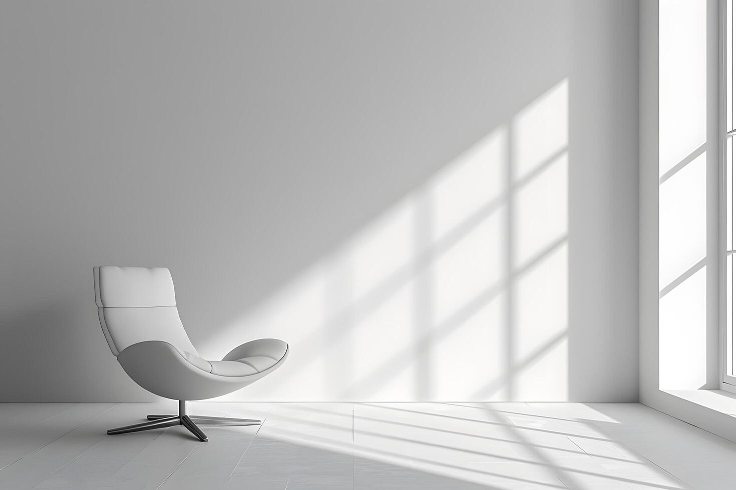White chair in a white room with a window photo