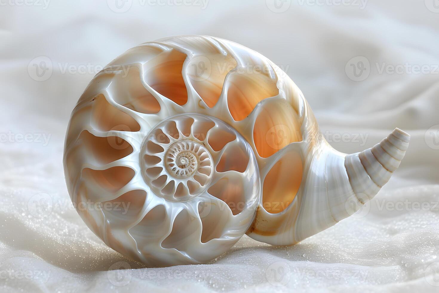 A shell on a bed photo
