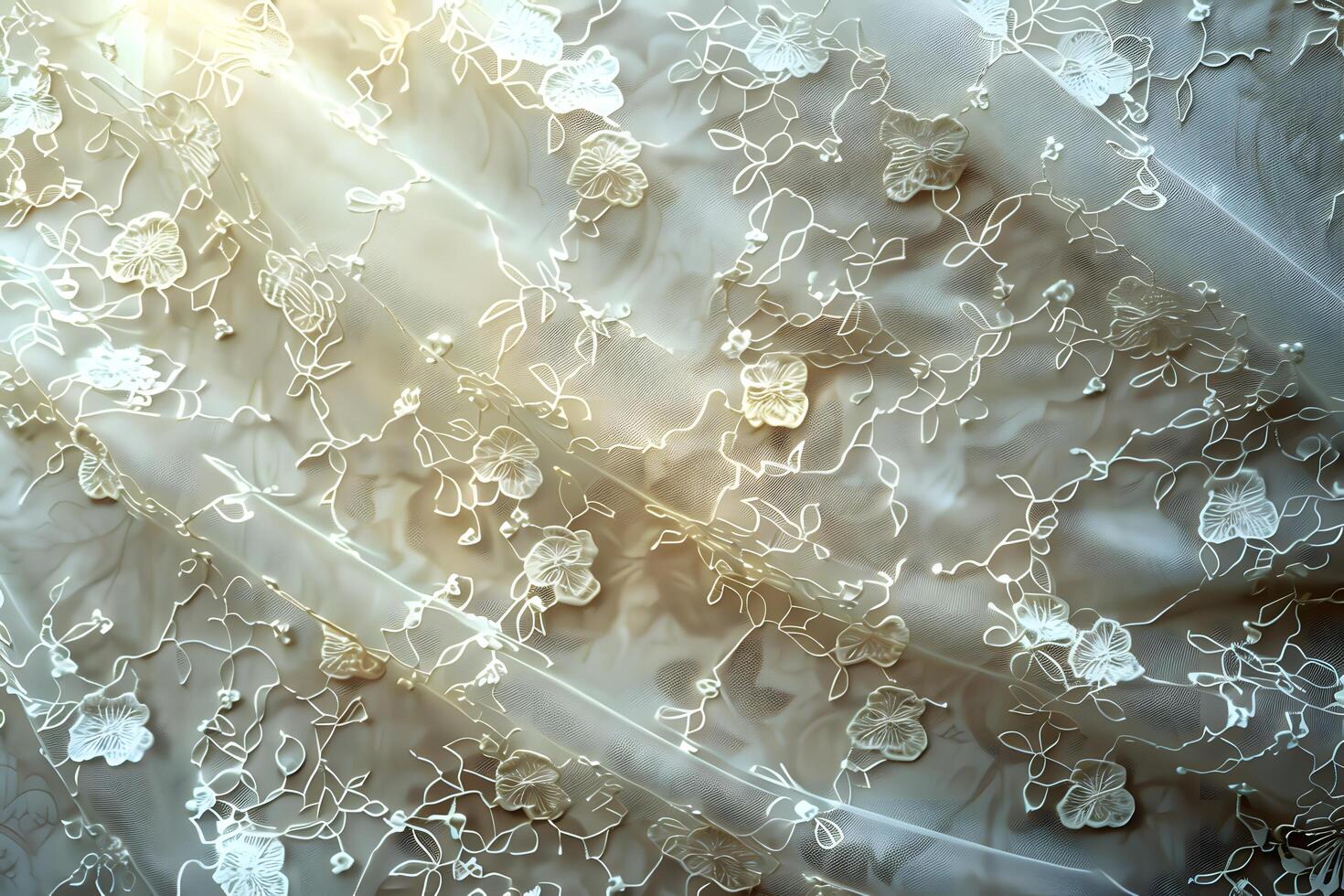 Close up of a wedding dress with delicate lace design photo
