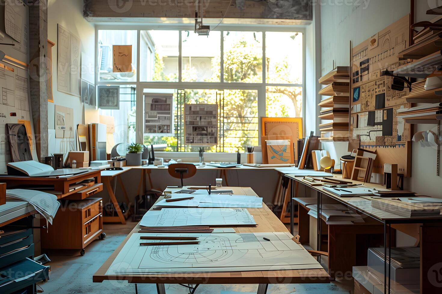 Room with a table, chairs, and a window photo