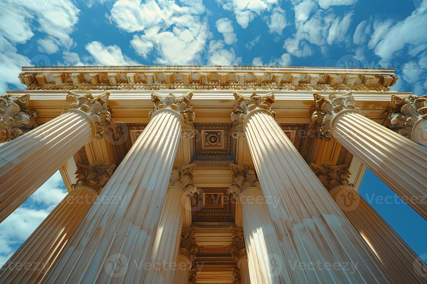 Tall building with columns against sky photo