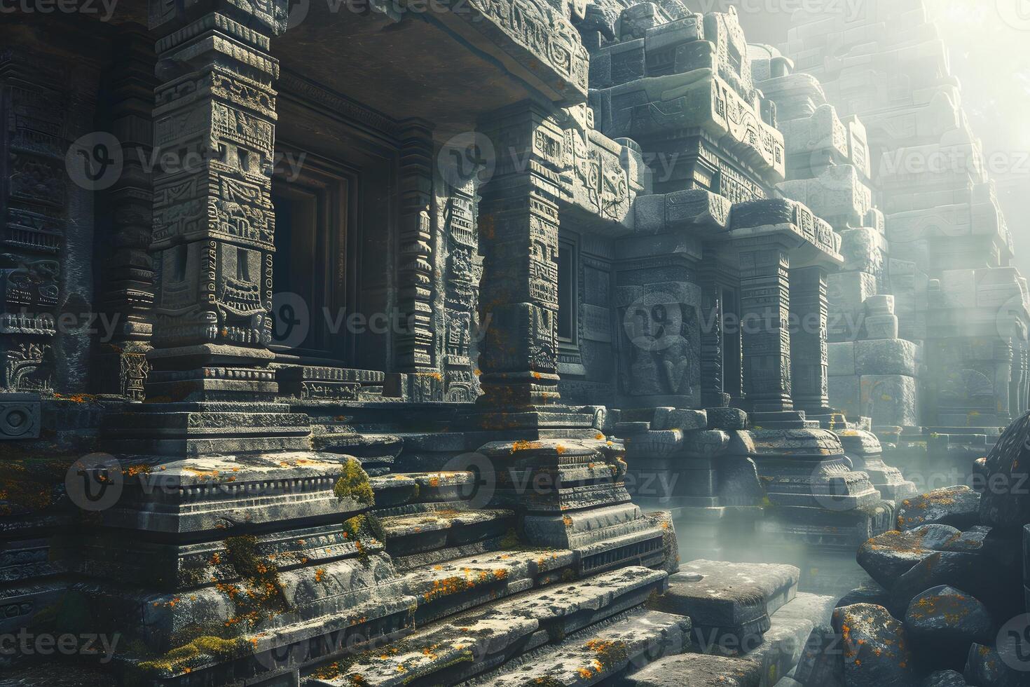 A large stone structure with numerous steps photo