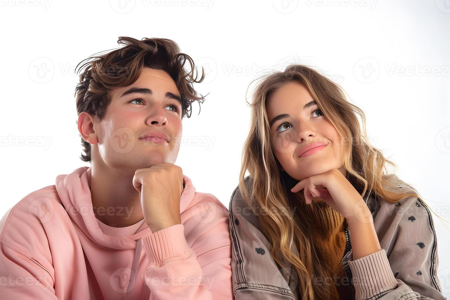 Two people sitting beside each other on a bench photo