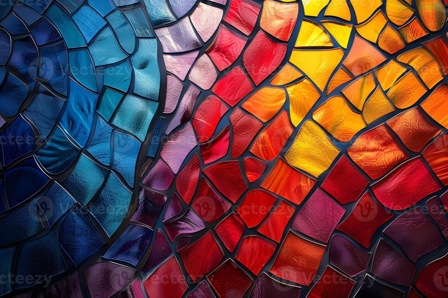 A close up of a colorful mosaic with a black background photo