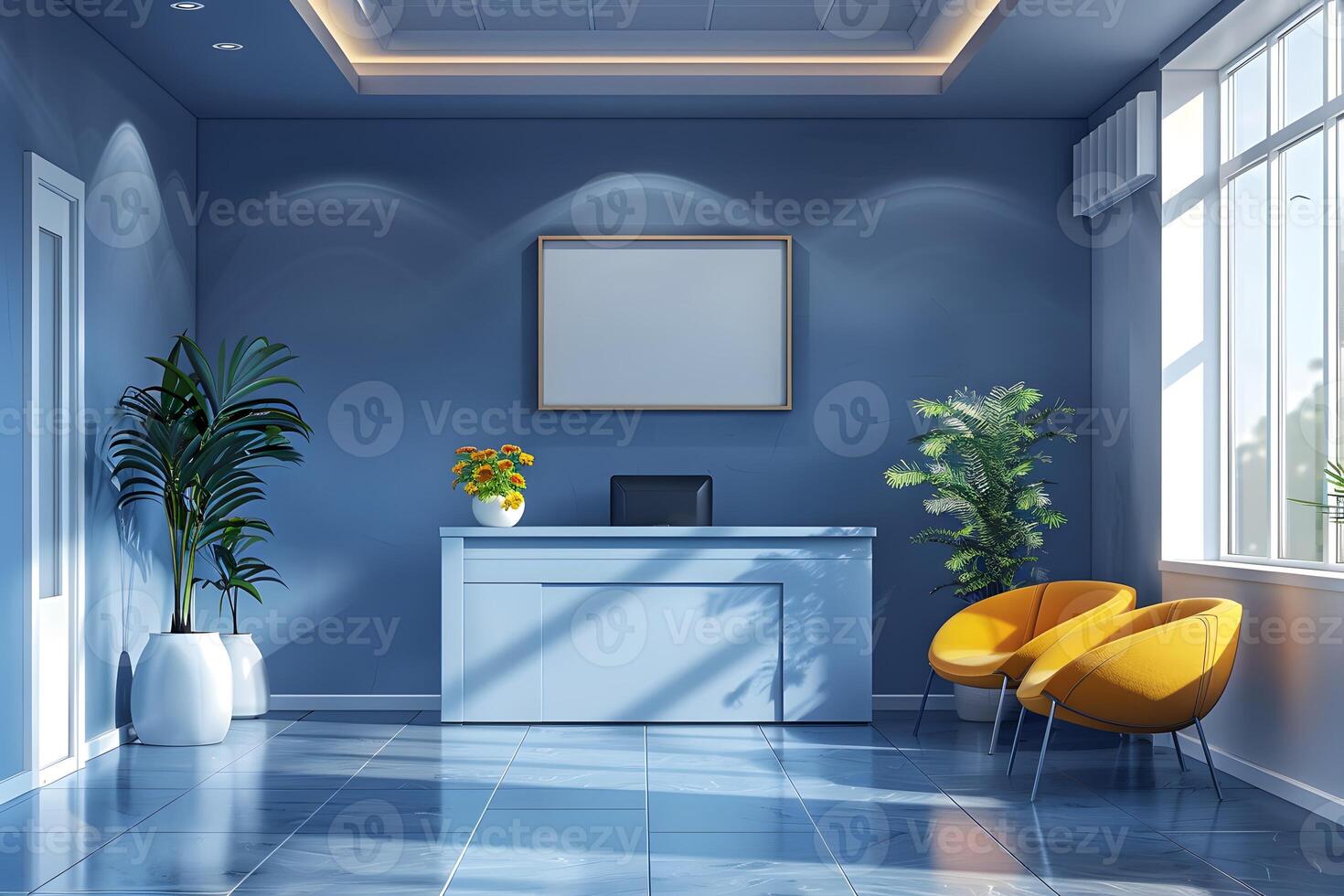 A close up of a room with a desk and a chair photo