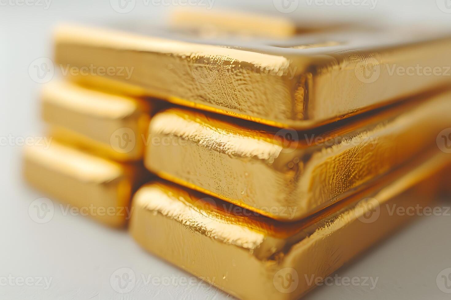 A close up of a stack of gold bars on a table photo