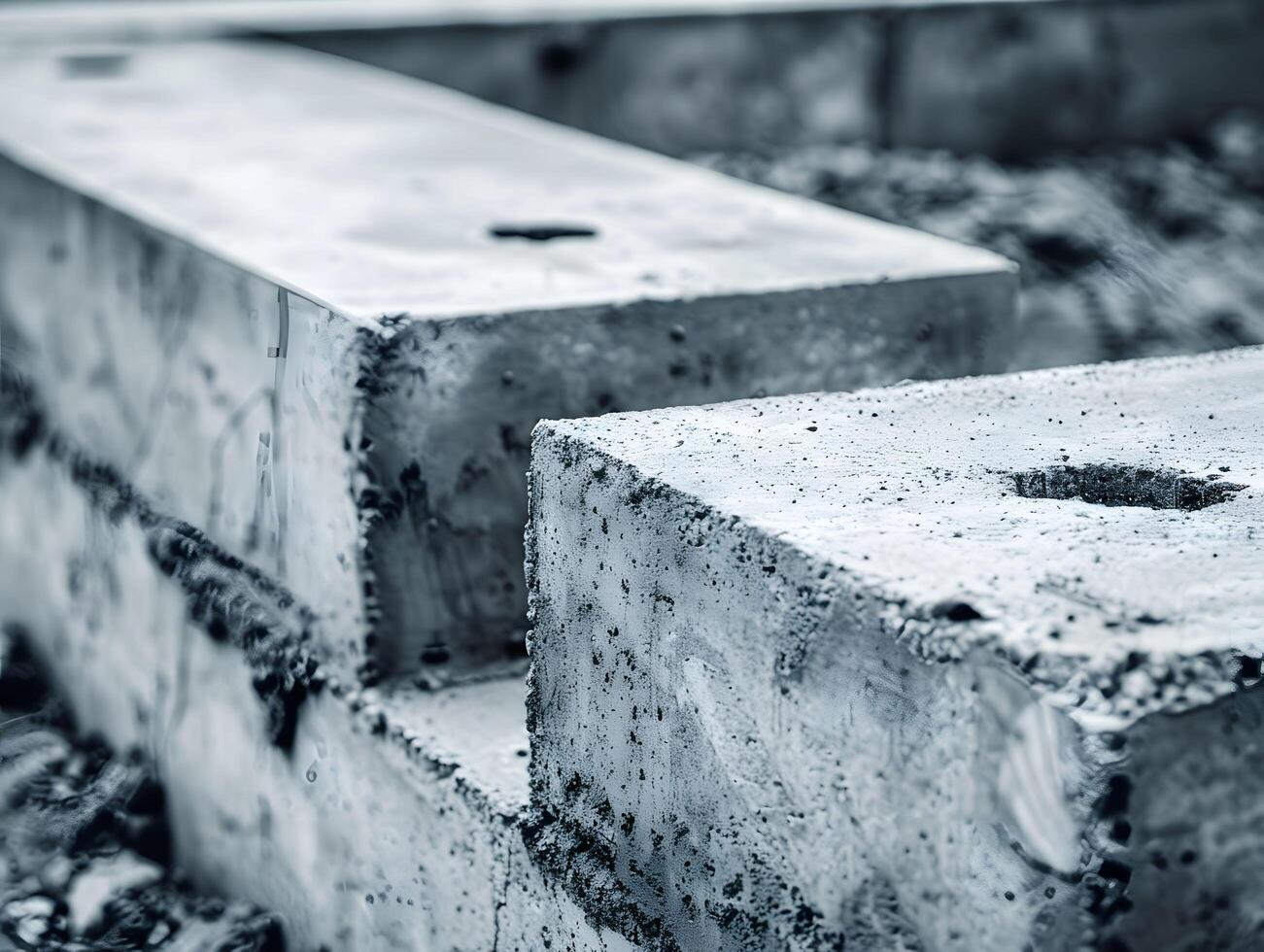 Two concrete blocks placed together photo