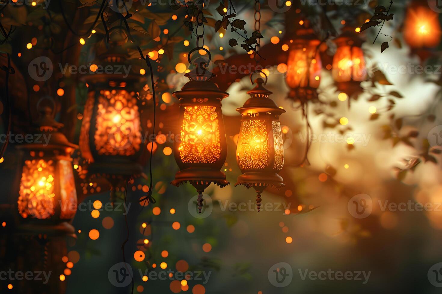 Many lights hanging tree photo