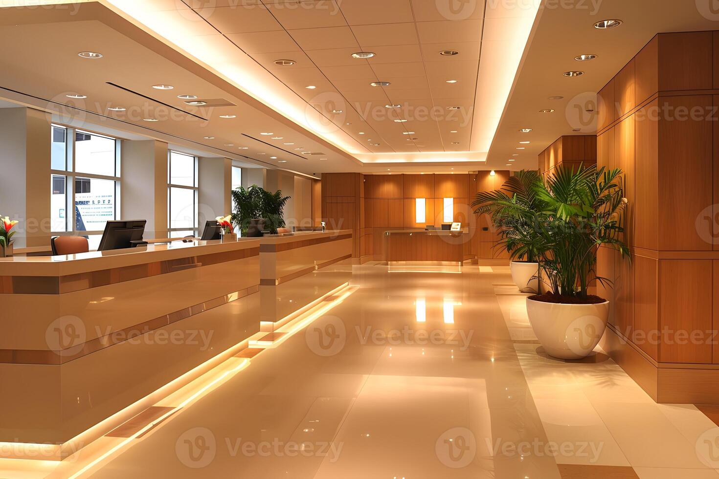 A large potted plant in a lobby photo