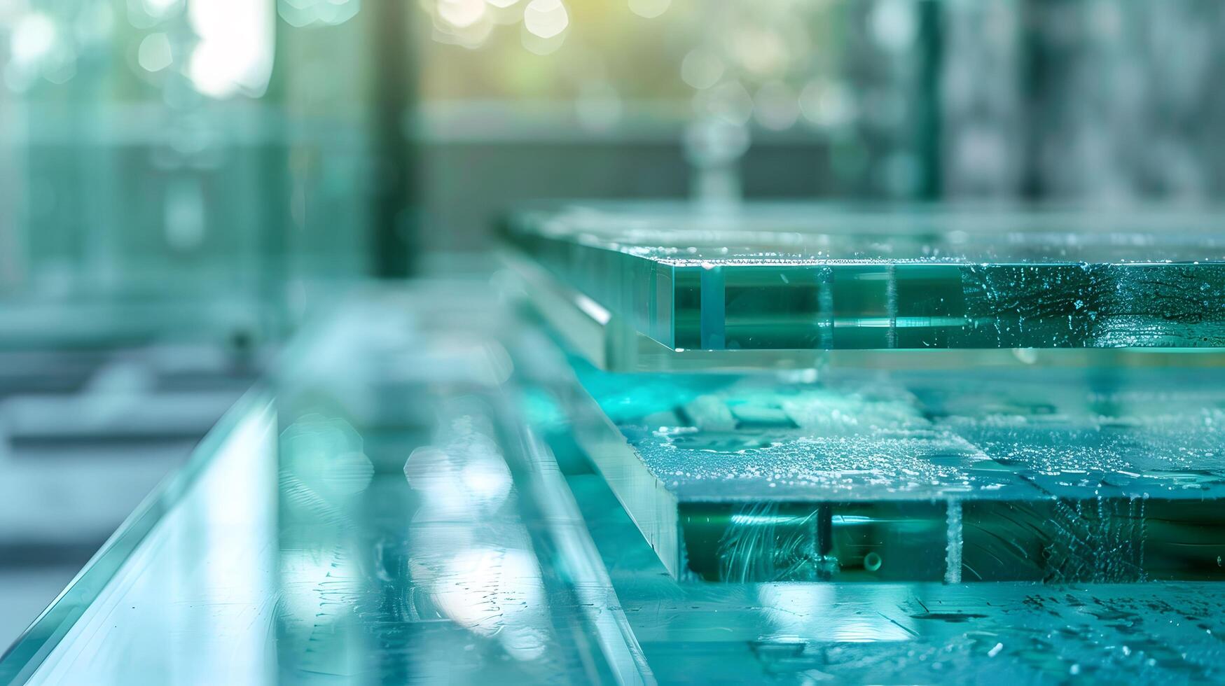 Glass table with top and shelf photo