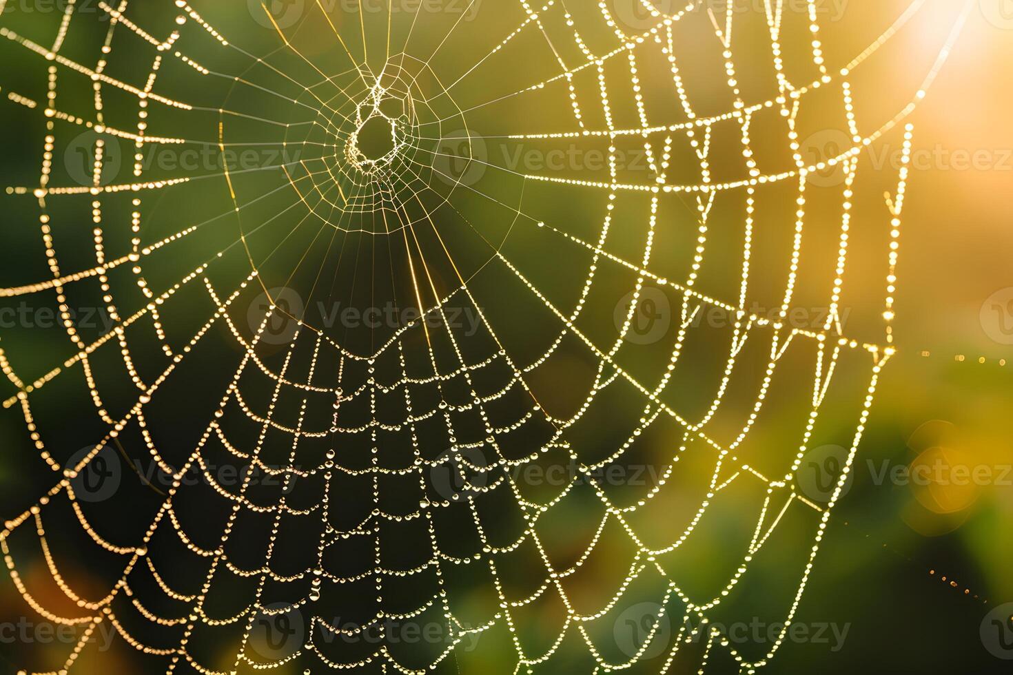 Close up of dewy spiderweb photo