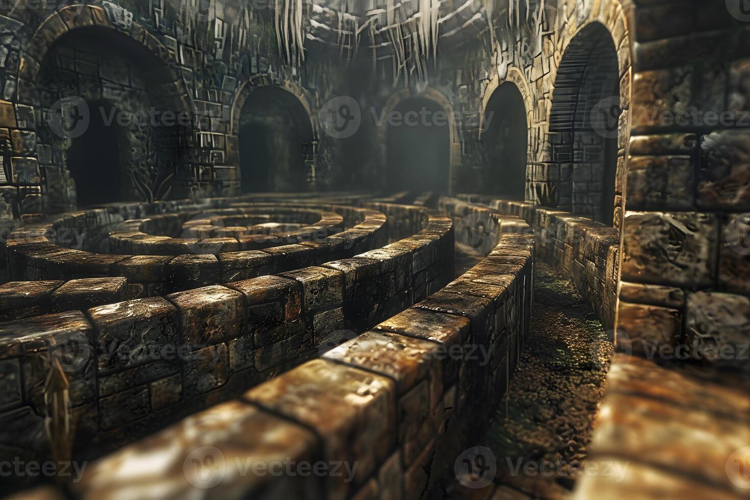 A maze inside a stone structure photo