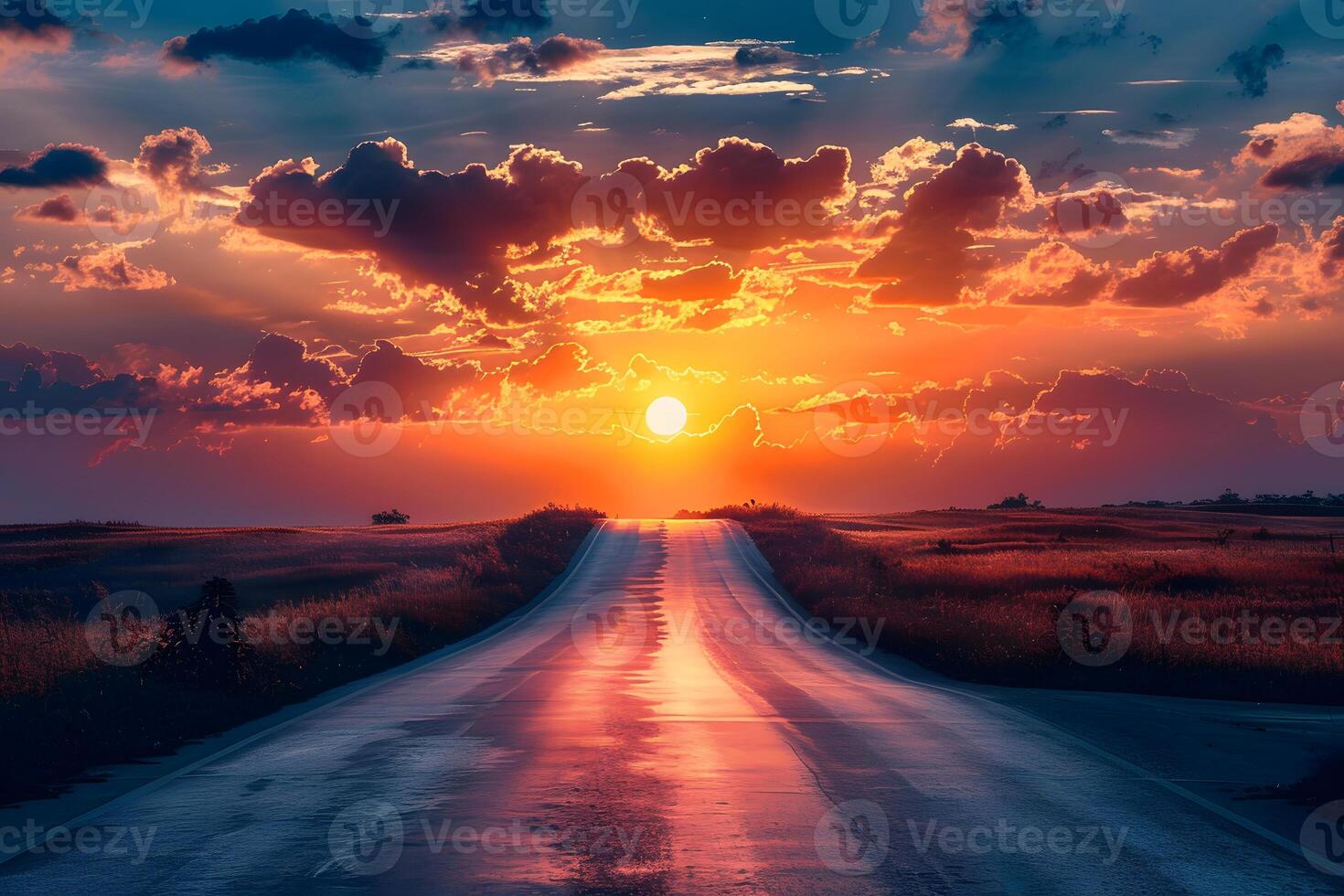 A road close up at sunset photo
