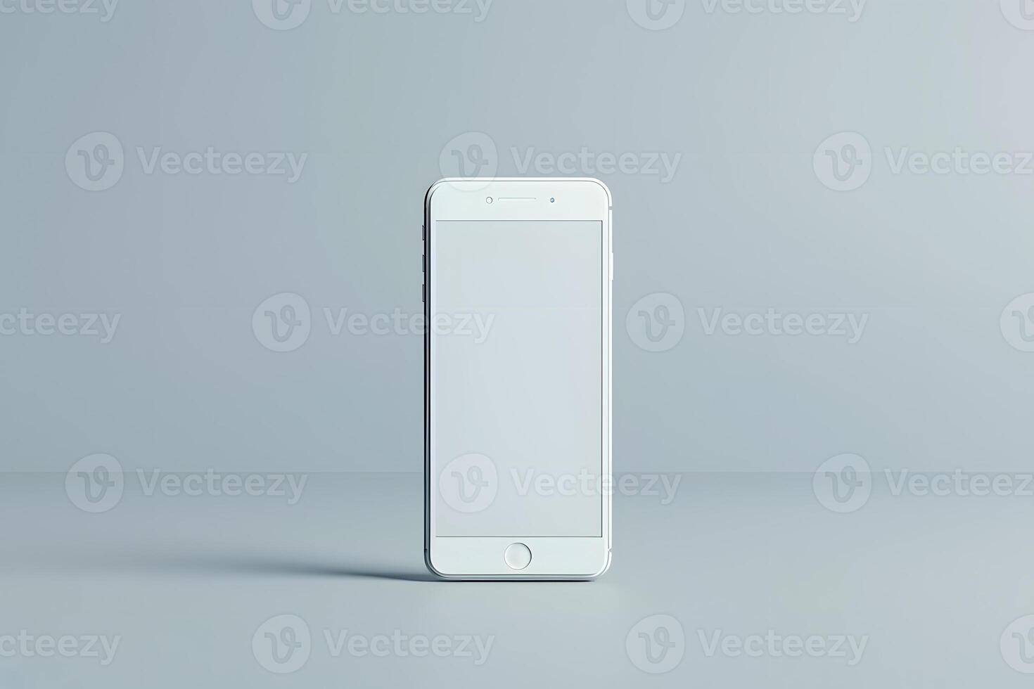 A close up of a white cell phone on a table photo