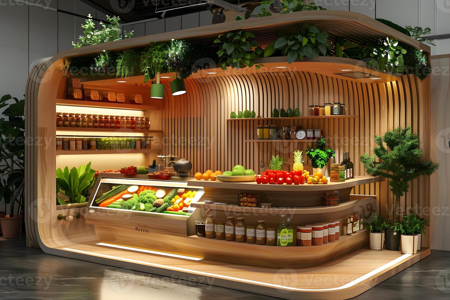 Close up of varied fruits and vegetables displayed in a market photo