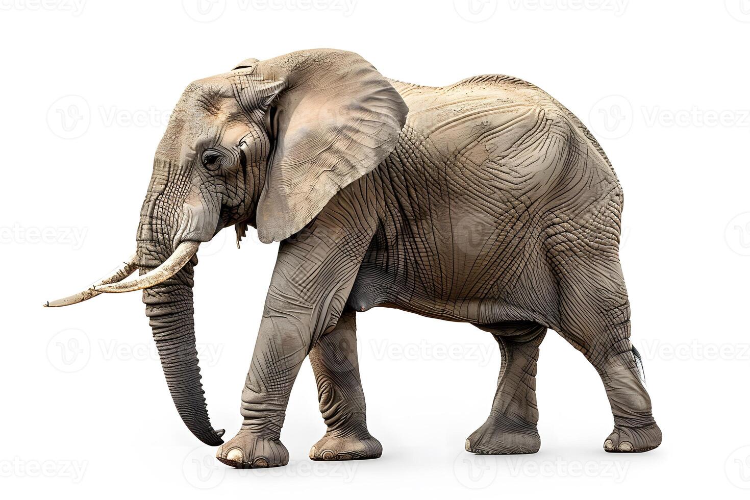 An elephant walking on a white surface photo