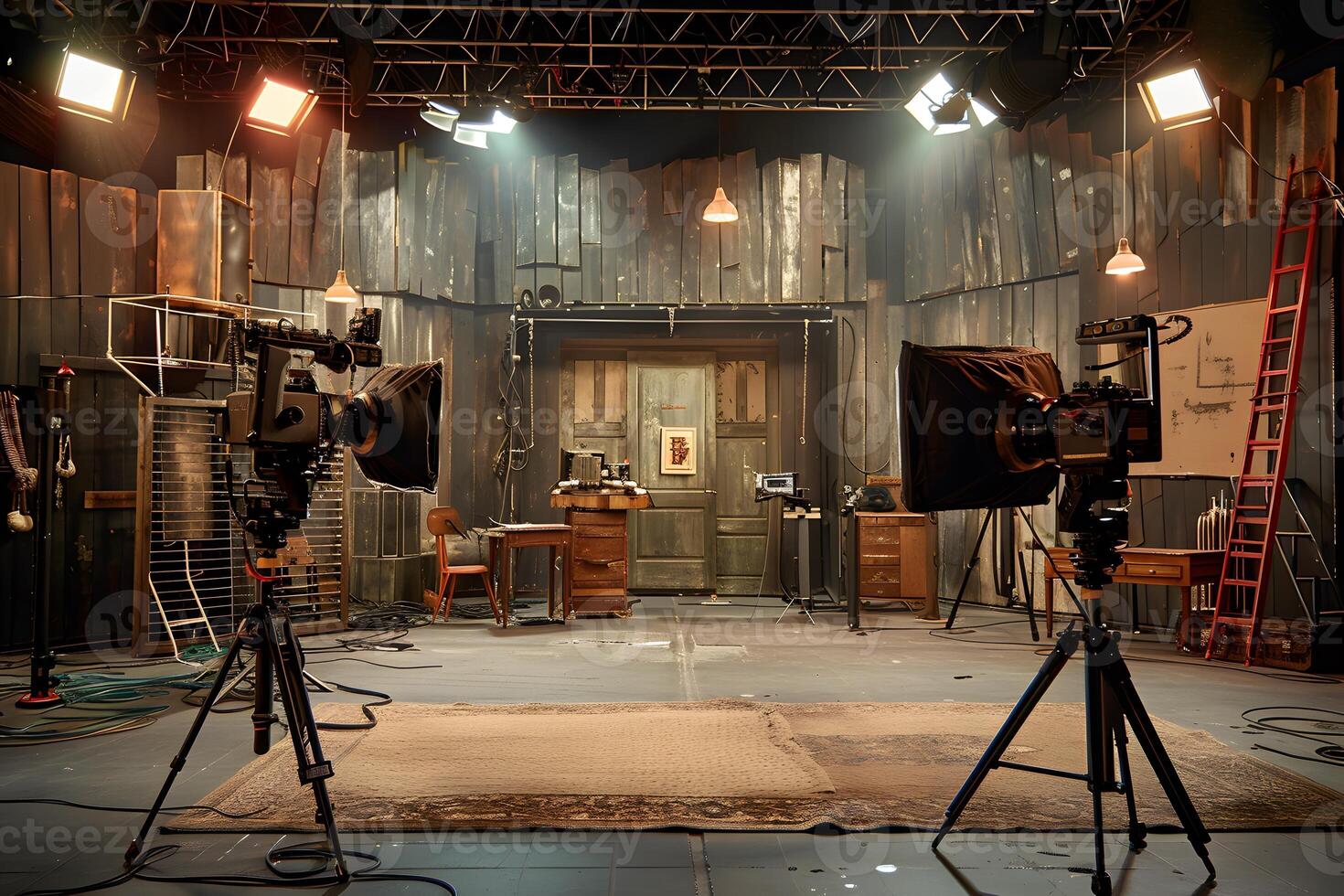 Room with many lights and camera photo