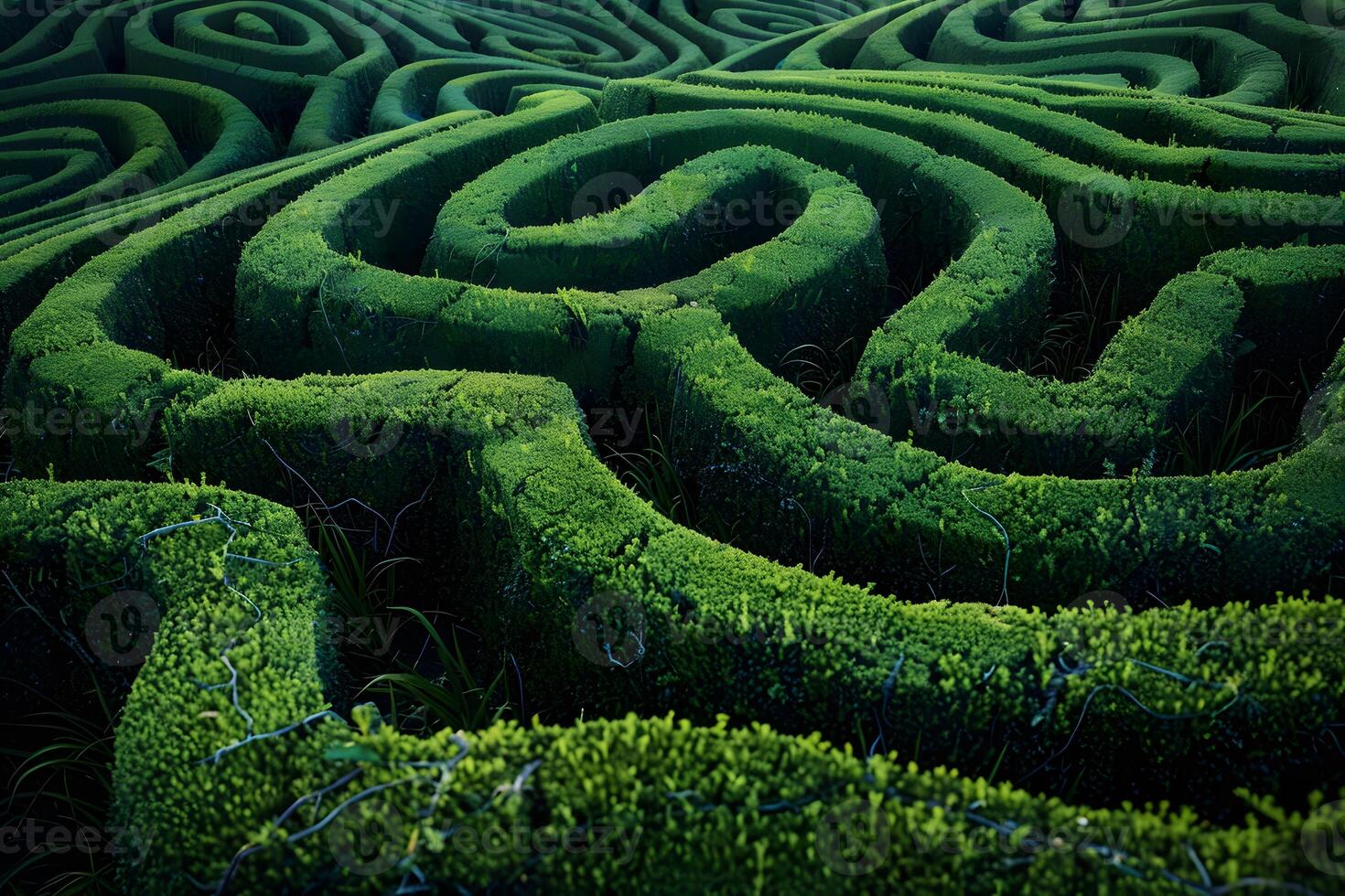 A maze with a bird at the center photo