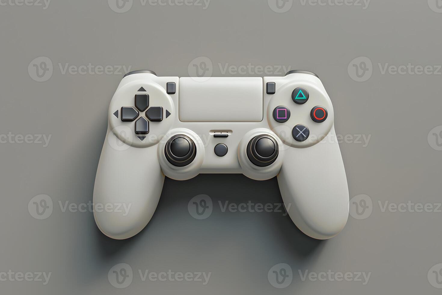 A white game controller on a gray surface photo