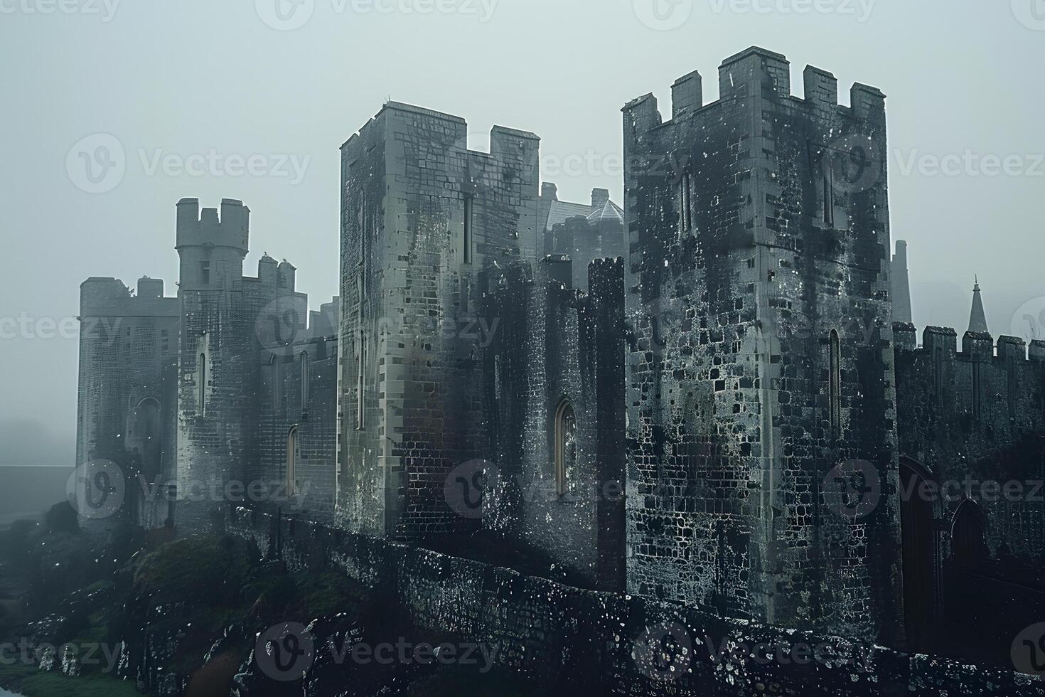A castle with a clock on top photo