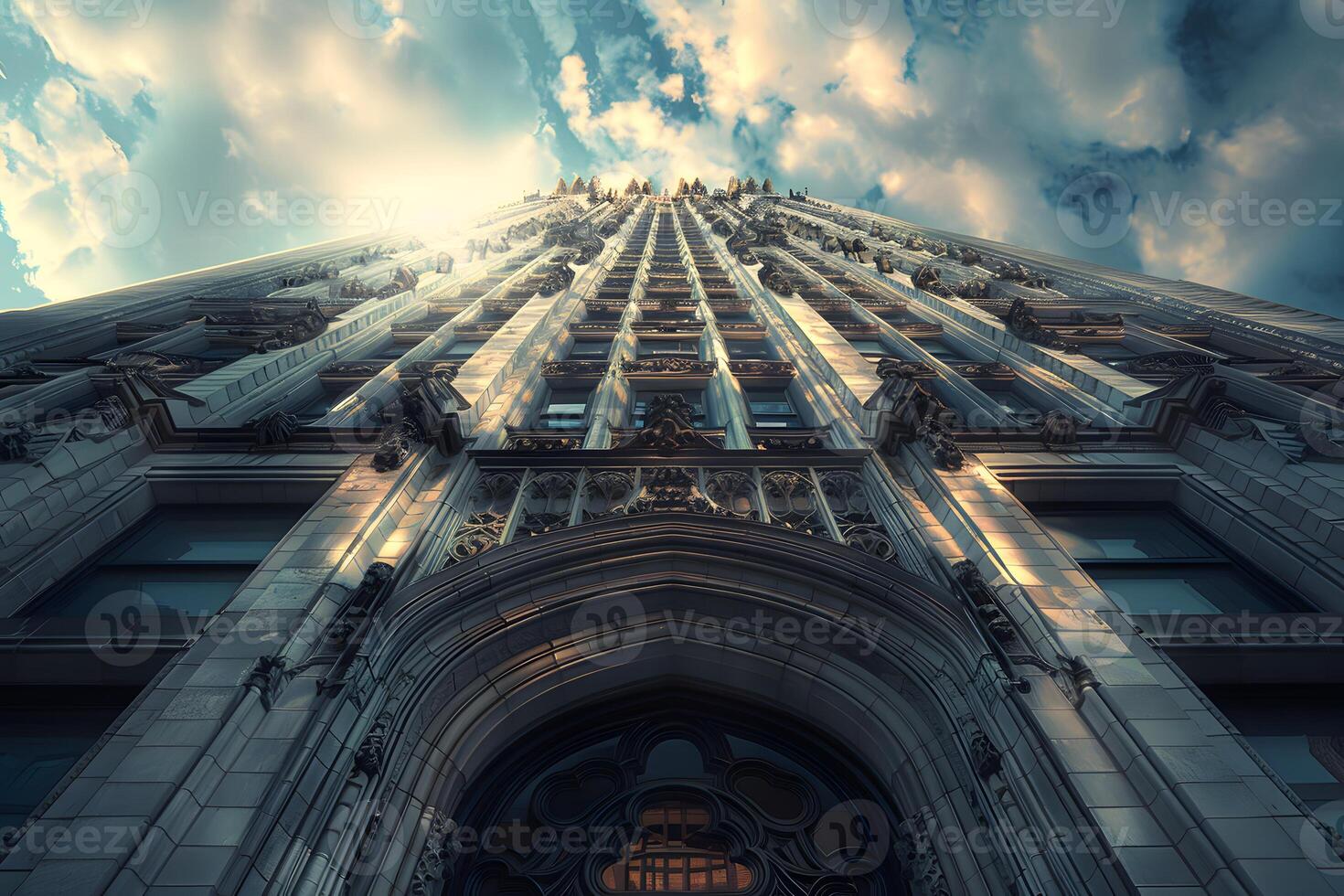 Tall building featuring a front clock photo