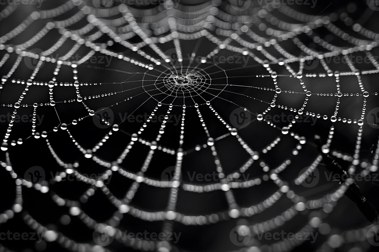A close up of a spider web covered in water droplets photo