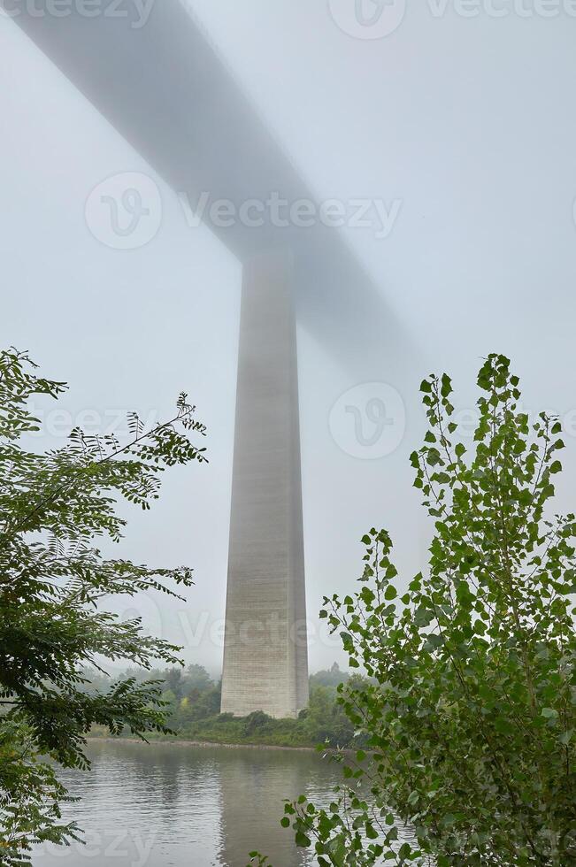Motorway Bridge A61 close to Dieblich over the Moselle in the Fog,Rhineland-Palatinate,Germany photo