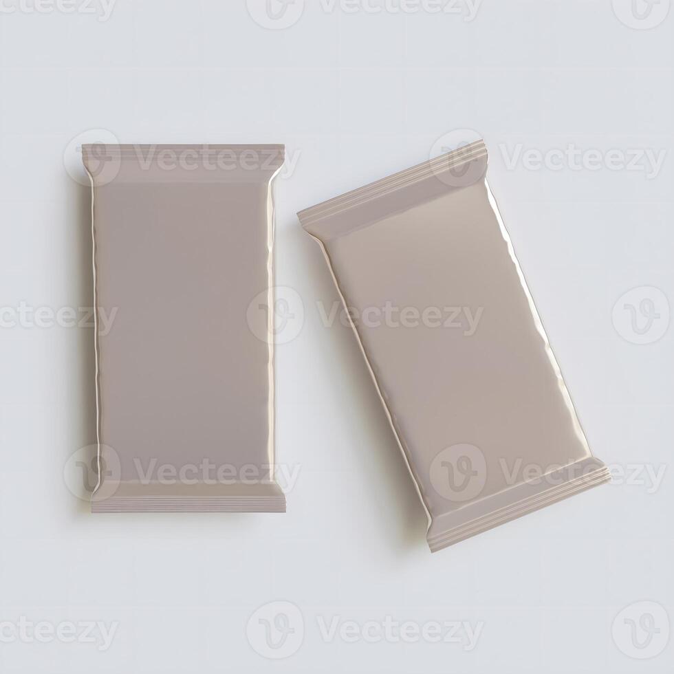 Snack bar protein realistic glossy and, foil texture on white background render illustration photo