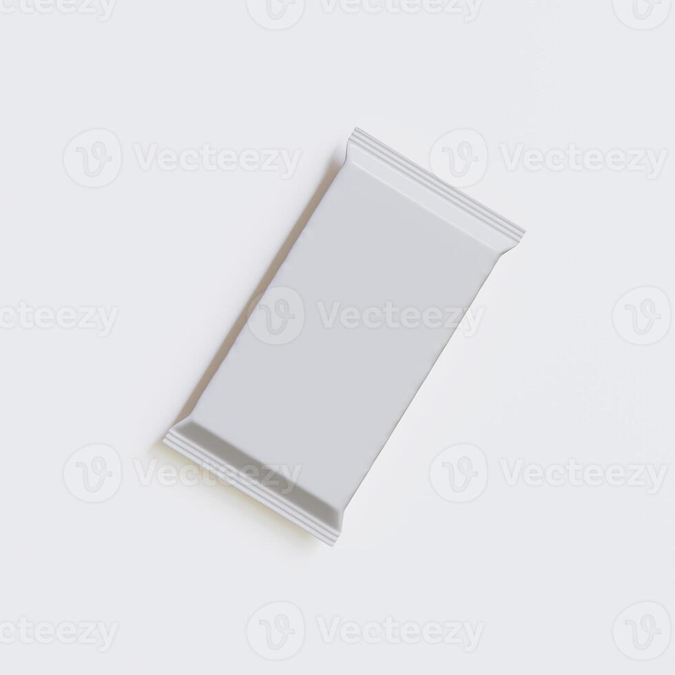 Realistic snack packaging white color on white background rendering 3D illustration photo