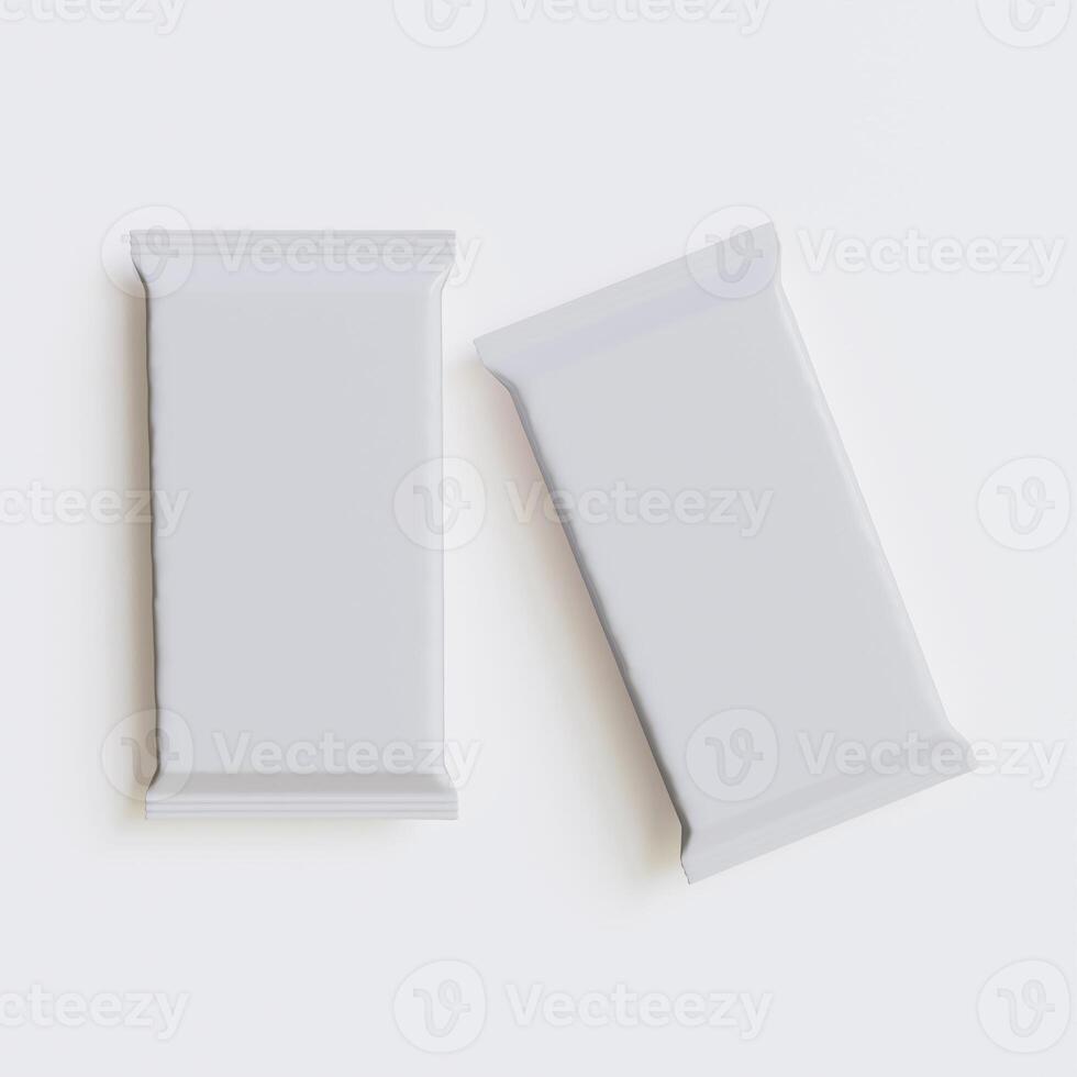 Realistic snack packaging white color on white background rendering 3D illustration photo