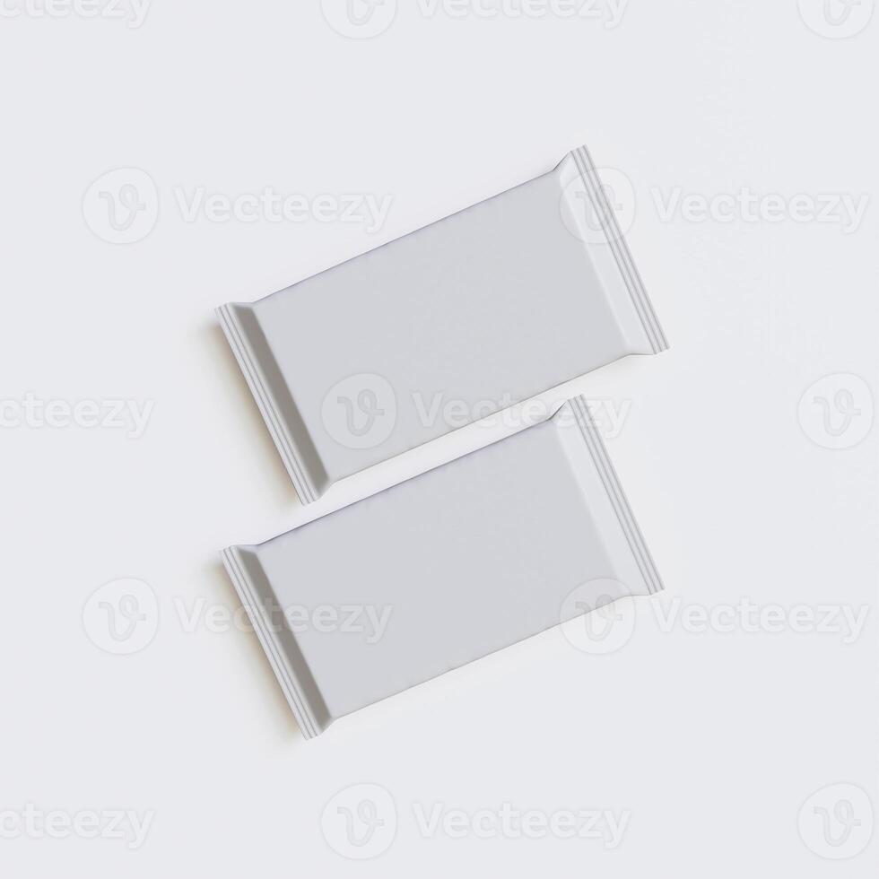 Realistic snack packaging white color on white background rendering 3D illustration photo