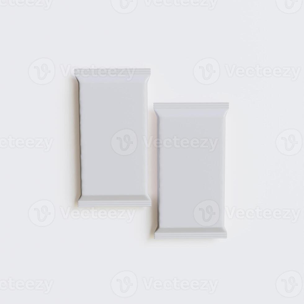 Realistic snack packaging white color on white background rendering 3D illustration photo