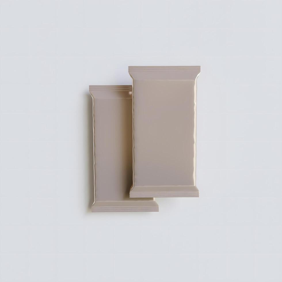 Snack bar protein realistic glossy and, foil texture on white background render illustration photo
