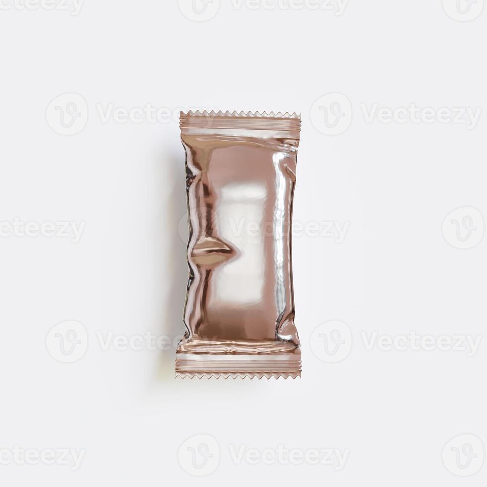 Protein bar packaging blank color aluminium foil and realistic render photo