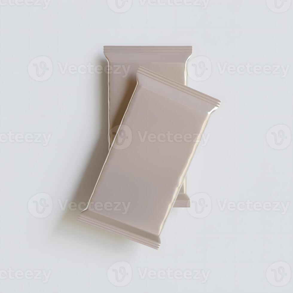 Snack bar protein realistic glossy and, foil texture on white background render illustration photo