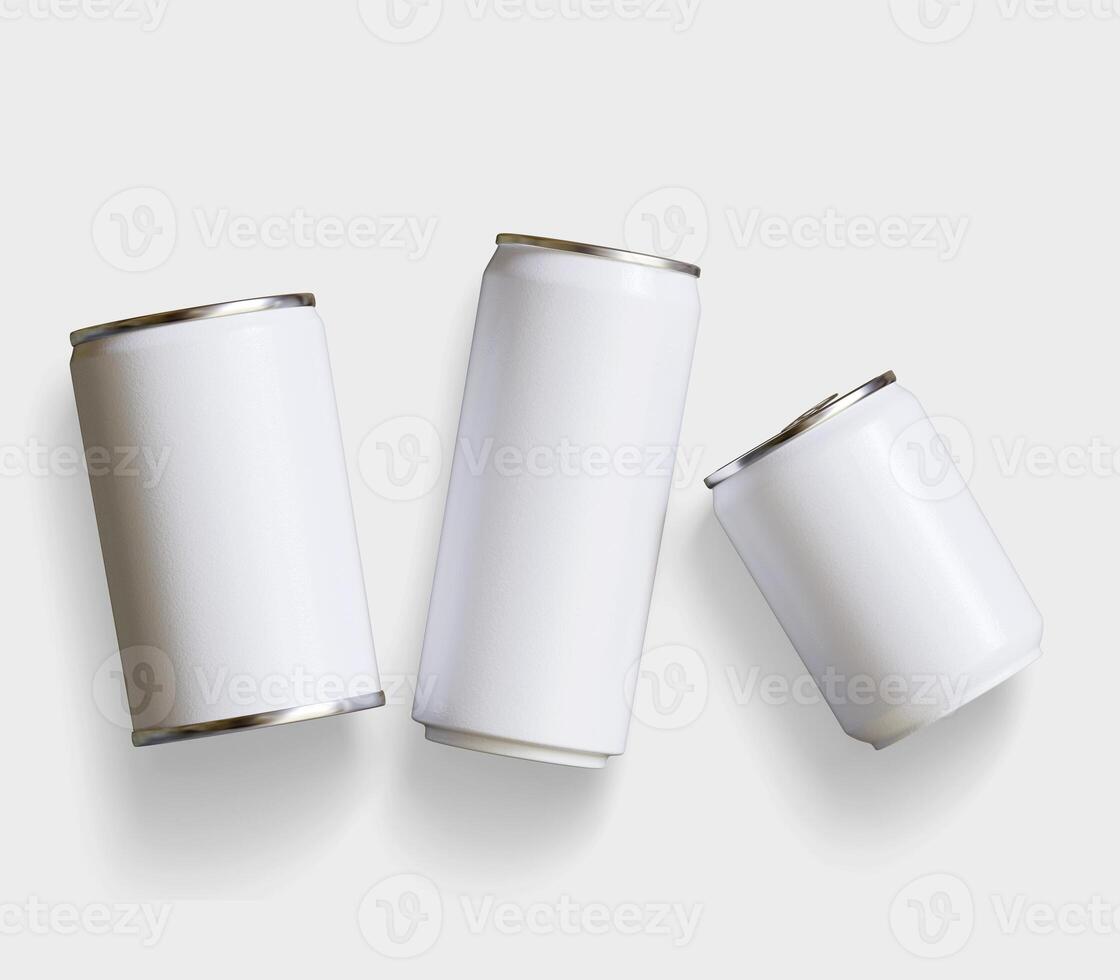 Soda can packaging white color and metal cap on white background 3D render for realistic textures photo