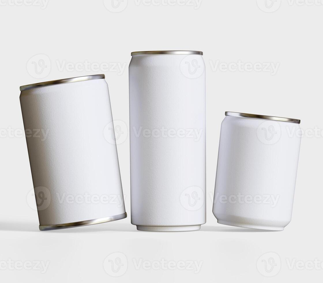 Soda can packaging white color and metal cap on white background 3D render for realistic textures photo