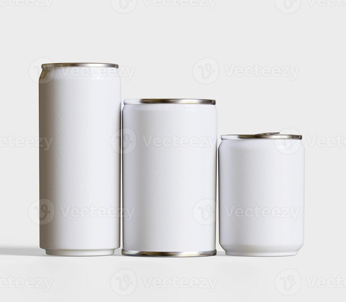 Soda can packaging white color and metal cap on white background 3D render for realistic textures photo