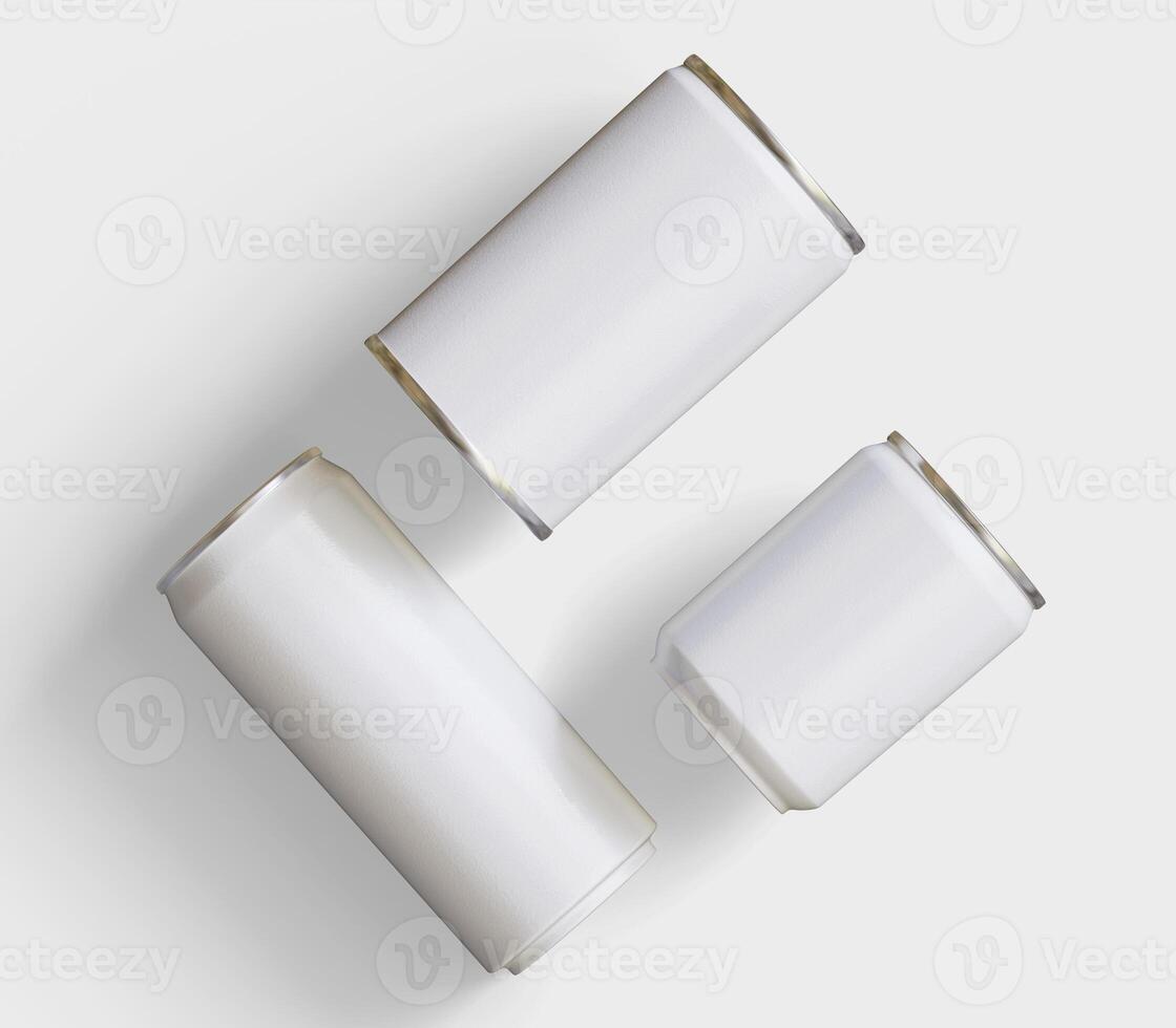 Soda can packaging white color and metal cap on white background 3D render for realistic textures photo