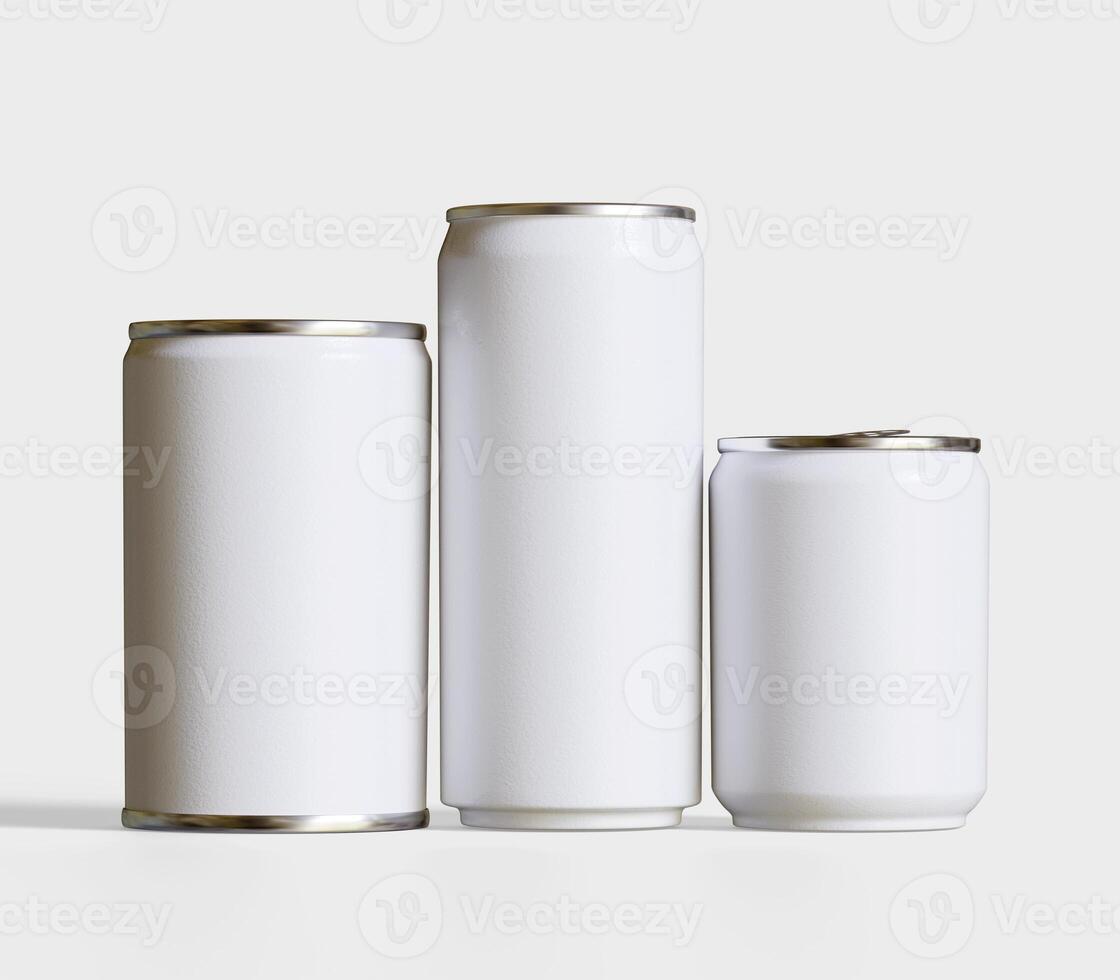 Soda can packaging white color and metal cap on white background 3D render for realistic textures photo