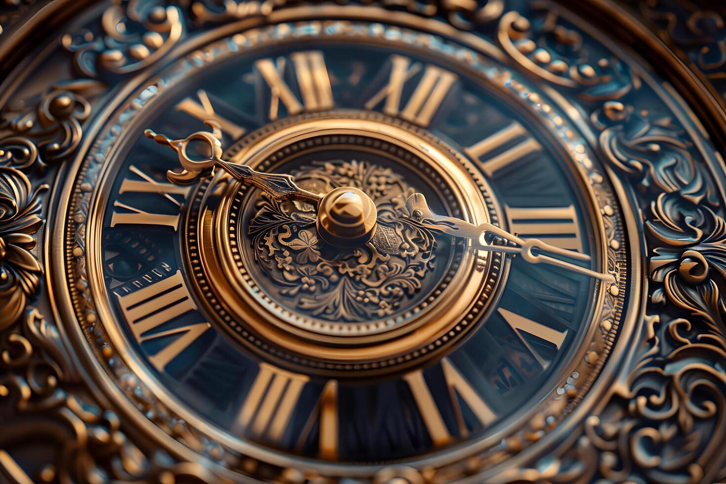 Close-up of clock with roman numerals photo