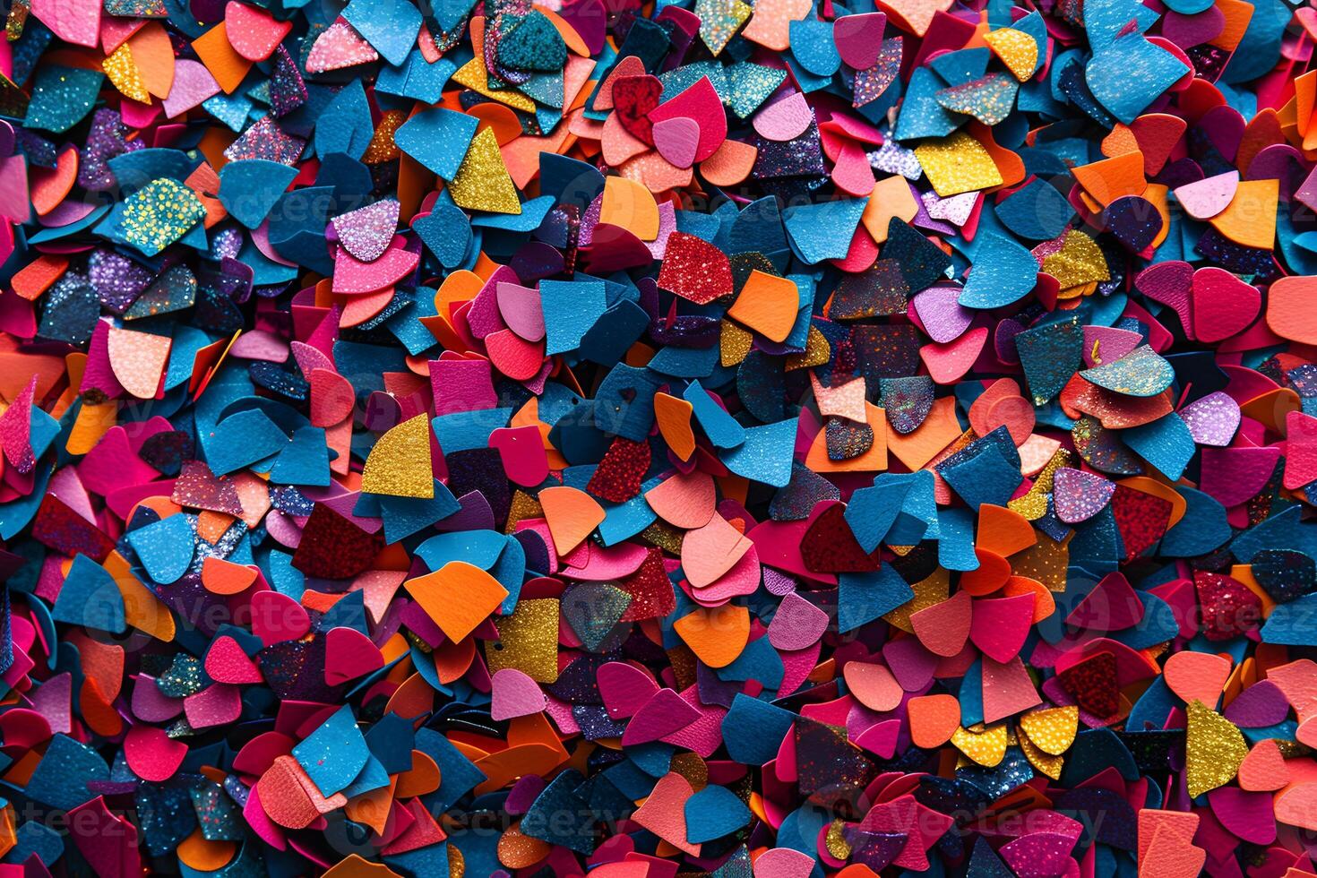 Colorful confetti paper hearts close up photo