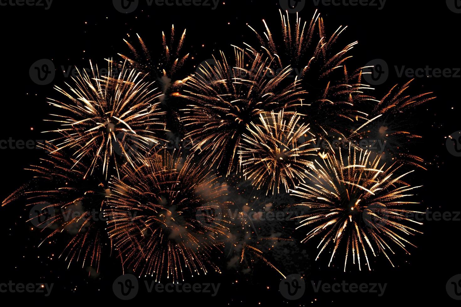 Fireworks explode black night sky photo