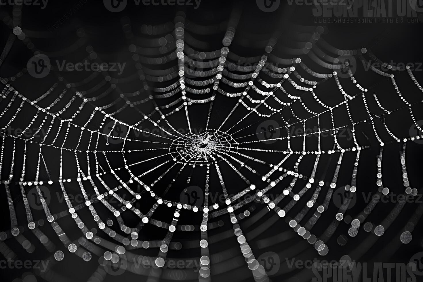 Close-up of spiderweb covered in water droplets photo