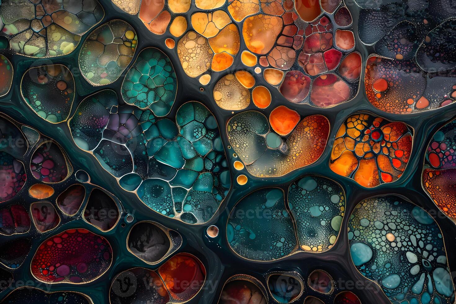 A close up of a painting of a bunch of different colors photo
