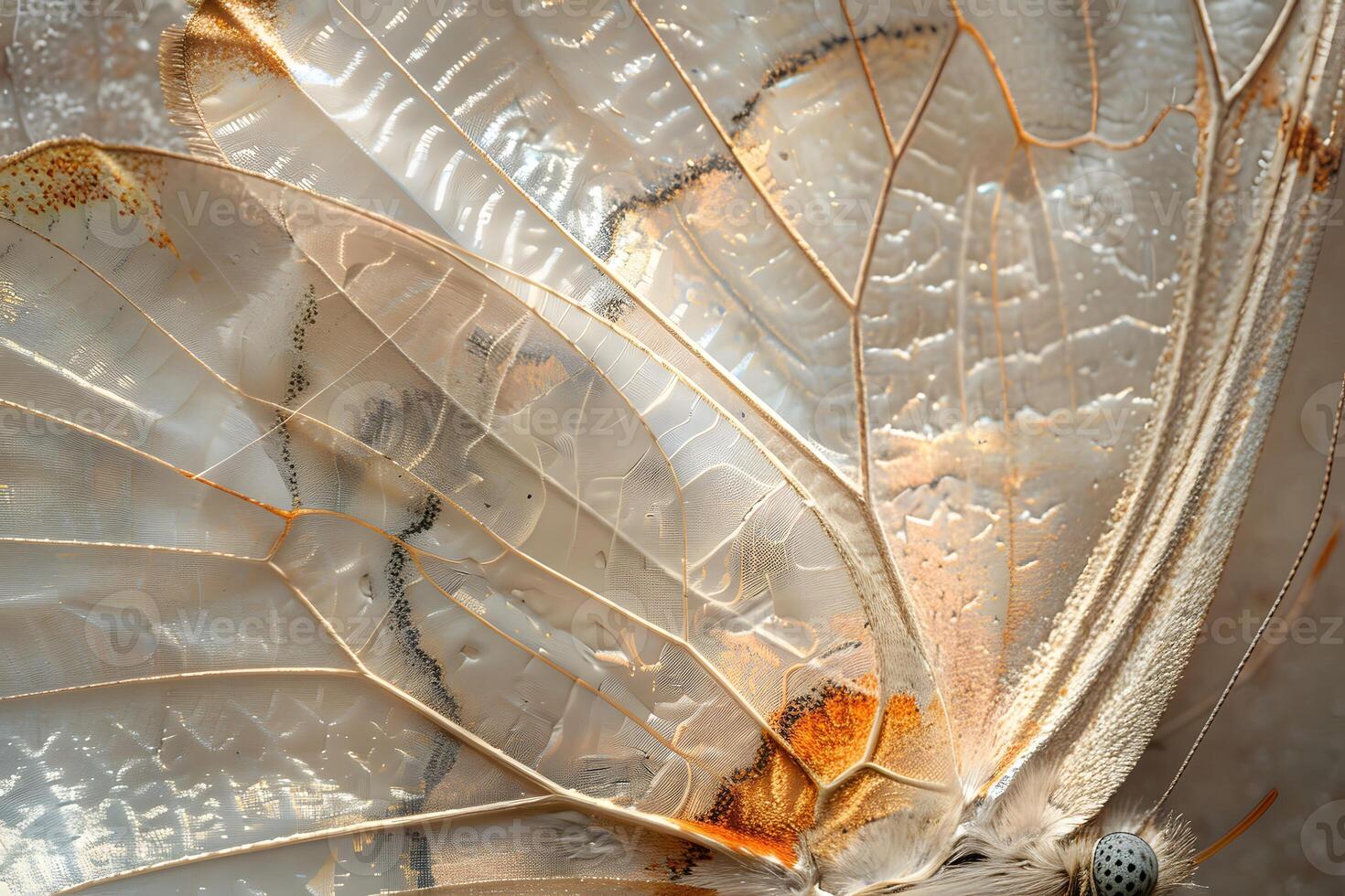 A close up of a butterfly wing with a white background photo
