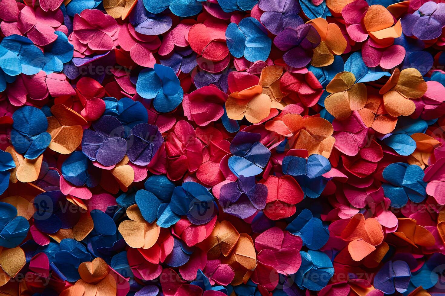 A close up of a bunch of colorful flowers on a table photo