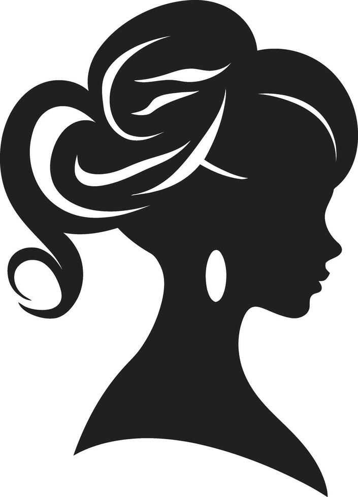 Silhouette Serenity Design of Woman Face in Black Noir Nectar Black Icon of Womans Face vector